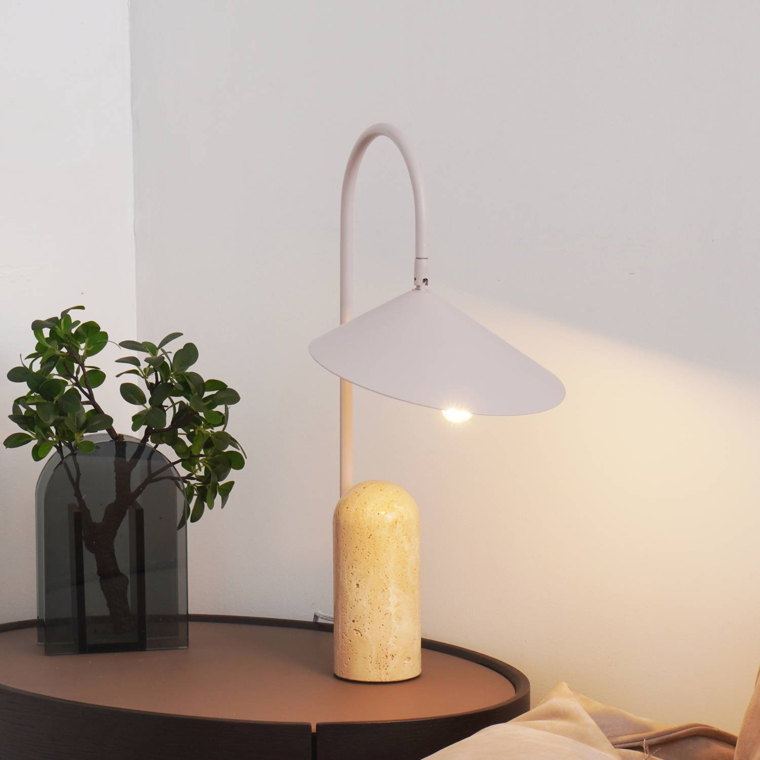 Travertine Table Lamp | Modern Marble Bedside Light for Bedroom & Living Room | Lologe