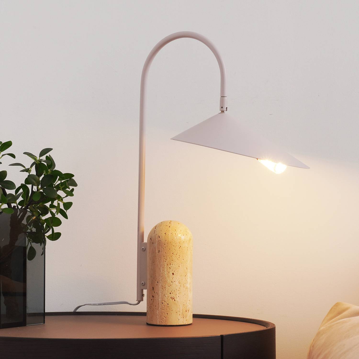 Travertine Table Lamp | Modern Marble Bedside Light for Bedroom & Living Room | Lologe