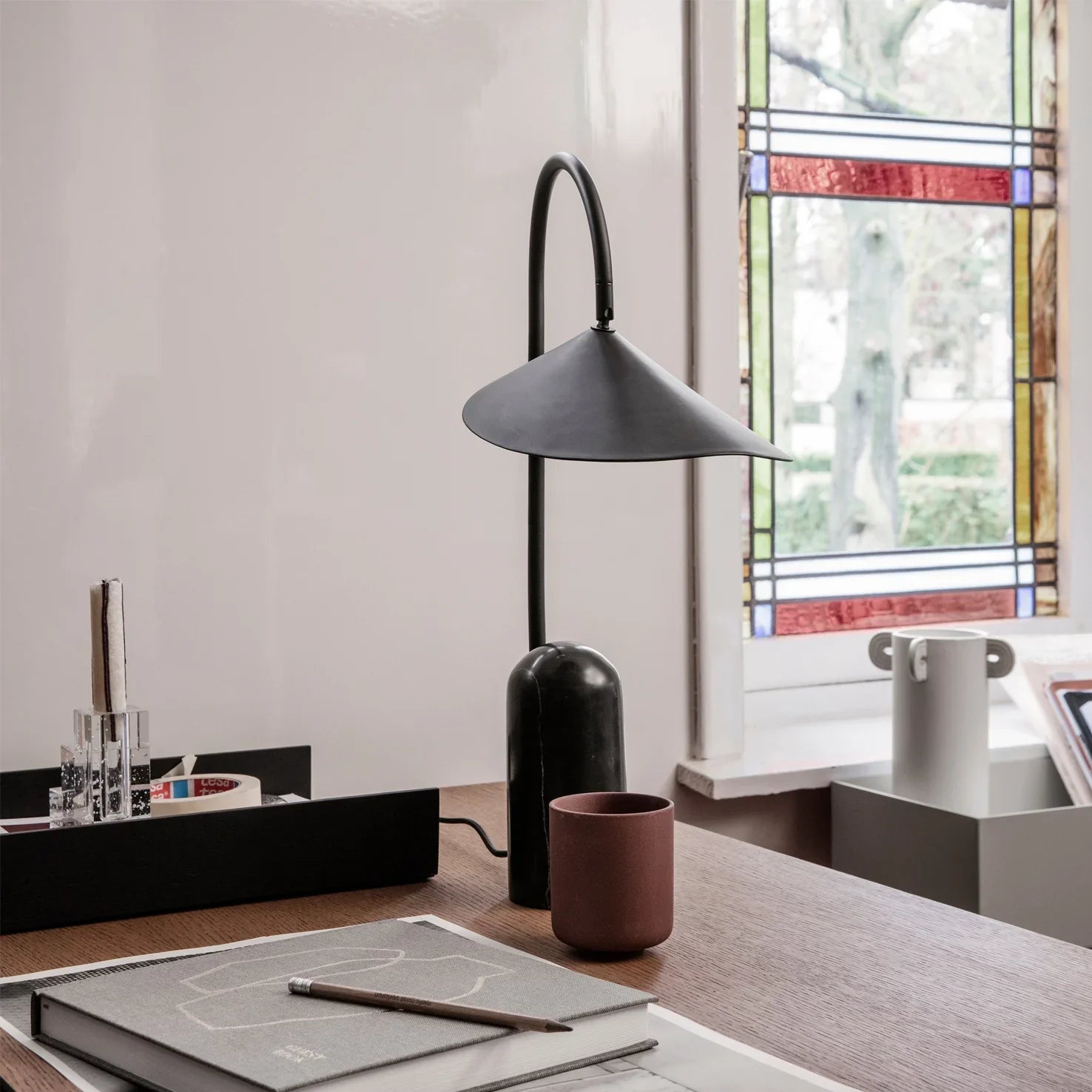 Travertine Table Lamp | Modern Marble Bedside Light for Bedroom & Living Room | Lologe