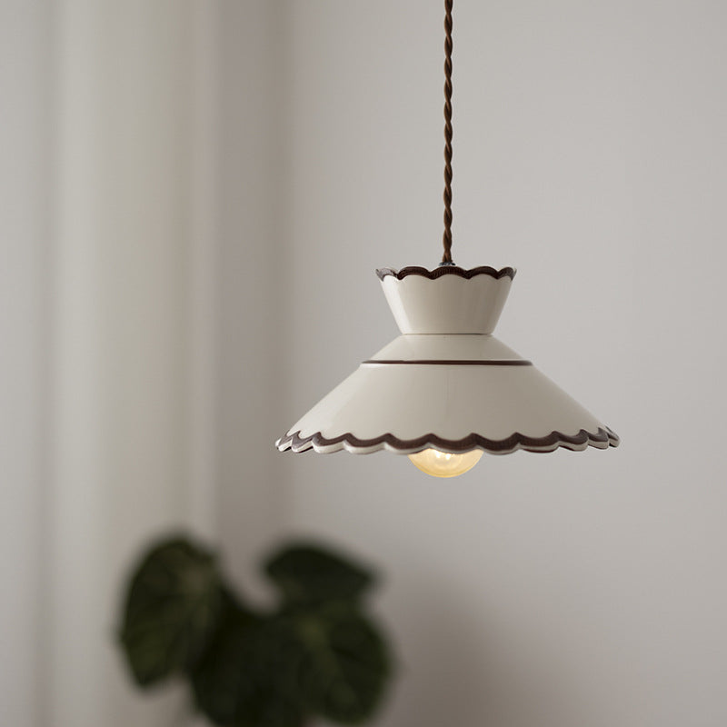 French Ceramic Iron Cone Pendant Light | Bedroom Living Room | Lologe