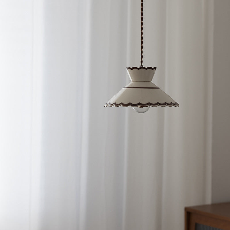 French Ceramic Iron Cone Pendant Light | Bedroom Living Room | Lologe