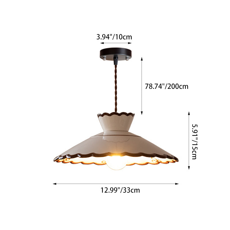 French Ceramic Iron Cone Pendant Light | Bedroom Living Room | Lologe