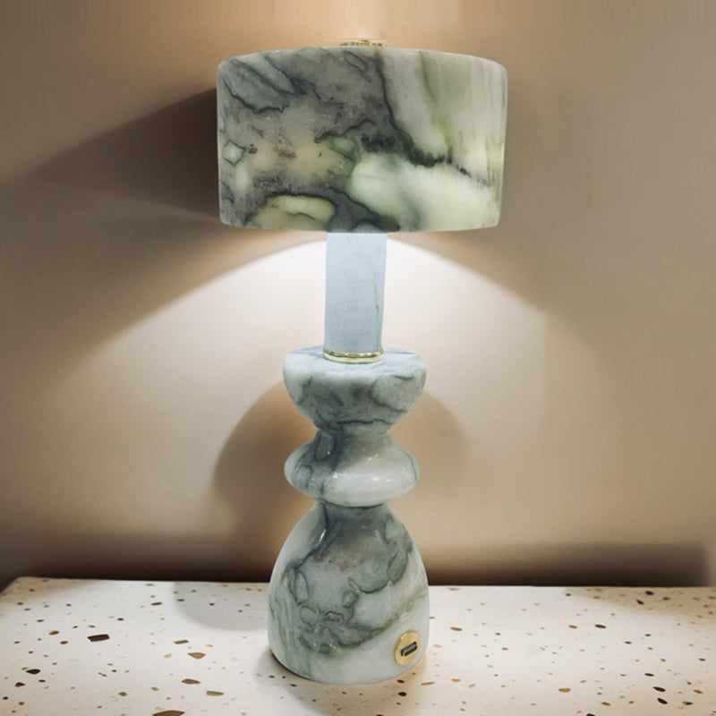 Modern Aluminum Table Lamp | Bedroom Living Room | Marble Shade | USB LED | Minimalist | Lologe