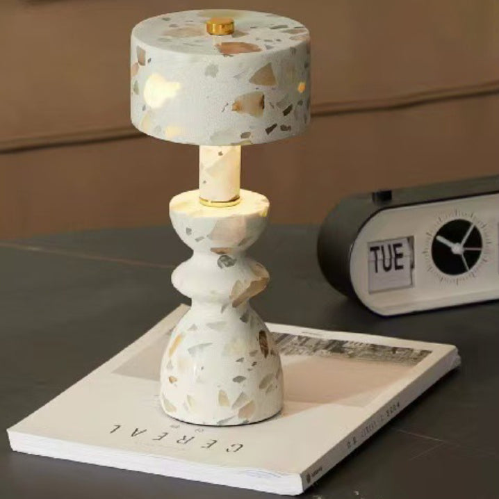Modern Aluminum Table Lamp | Bedroom Living Room | Marble Shade | USB LED | Minimalist | Lologe