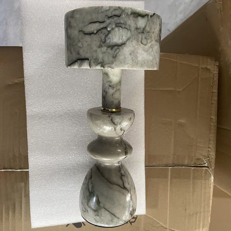 Modern Aluminum Table Lamp | Bedroom Living Room | Marble Shade | USB LED | Minimalist | Lologe