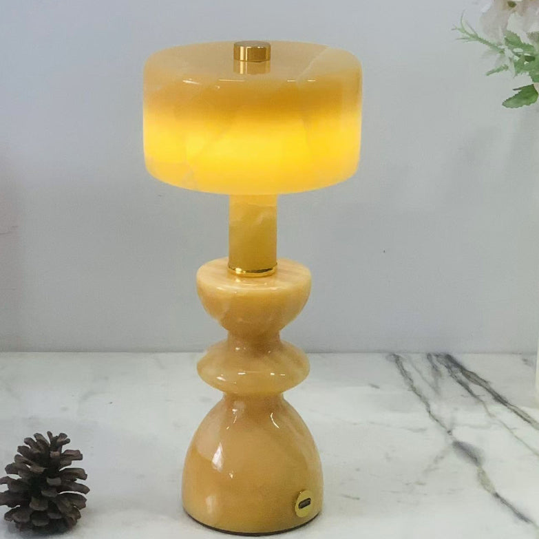 Modern Aluminum Table Lamp | Bedroom Living Room | Marble Shade | USB LED | Minimalist | Lologe