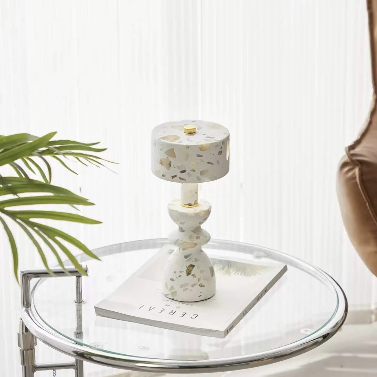 Modern Aluminum Table Lamp | Bedroom Living Room | Marble Shade | USB LED | Minimalist | Lologe