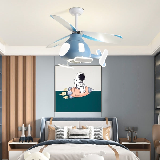 LED Ceiling Fan Light | Kids Helicopter Design | Iron Acrylic | Semi-Flush Mount | Lologe