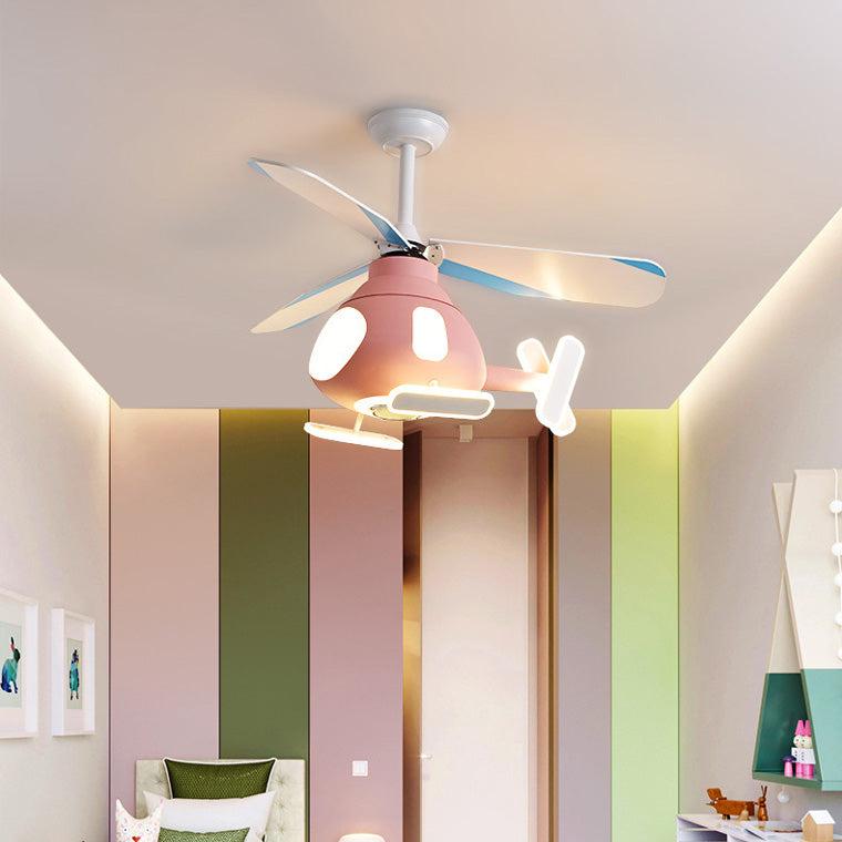 LED Ceiling Fan Light | Kids Helicopter Design | Iron Acrylic | Semi-Flush Mount | Lologe