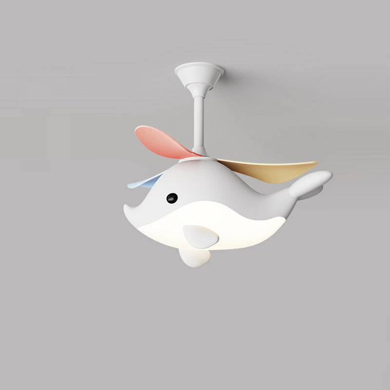 LED Ceiling Fan Light | For Bedroom | Iron Acrylic ABS | Whale Semi-Flush Mount | Lologe
