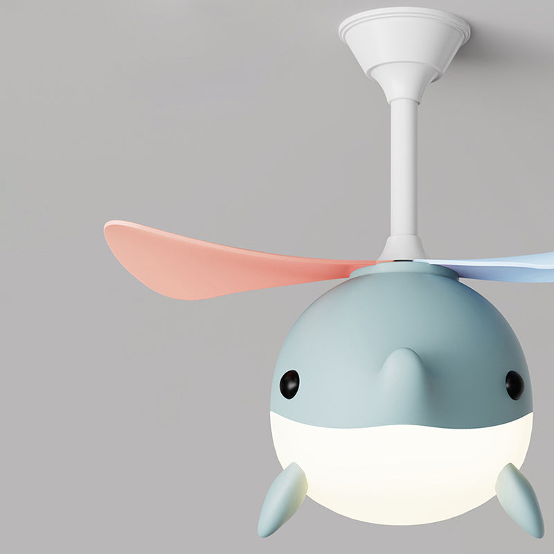 LED Ceiling Fan Light | For Bedroom | Iron Acrylic ABS | Whale Semi-Flush Mount | Lologe