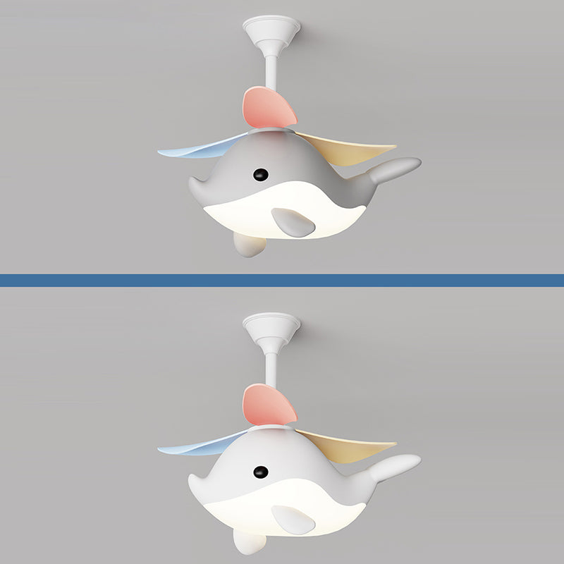 LED Ceiling Fan Light | For Bedroom | Iron Acrylic ABS | Whale Semi-Flush Mount | Lologe