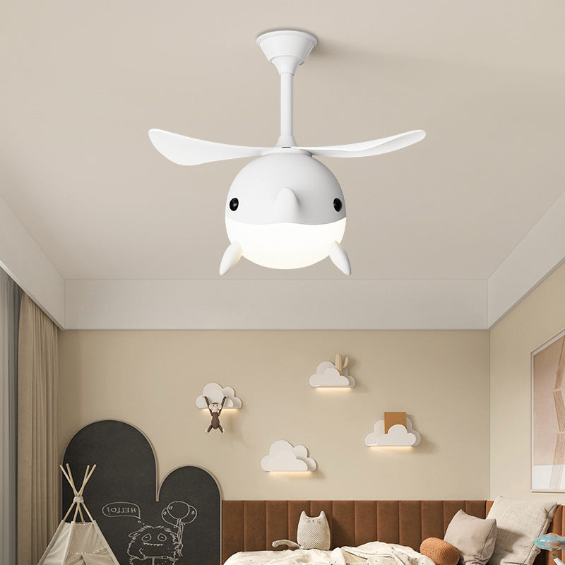 LED Ceiling Fan Light | For Bedroom | Iron Acrylic ABS | Whale Semi-Flush Mount | Lologe