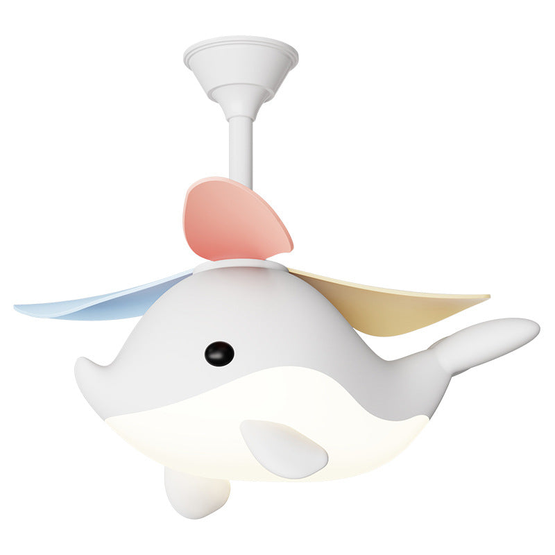 LED Ceiling Fan Light | For Bedroom | Iron Acrylic ABS | Whale Semi-Flush Mount | Lologe
