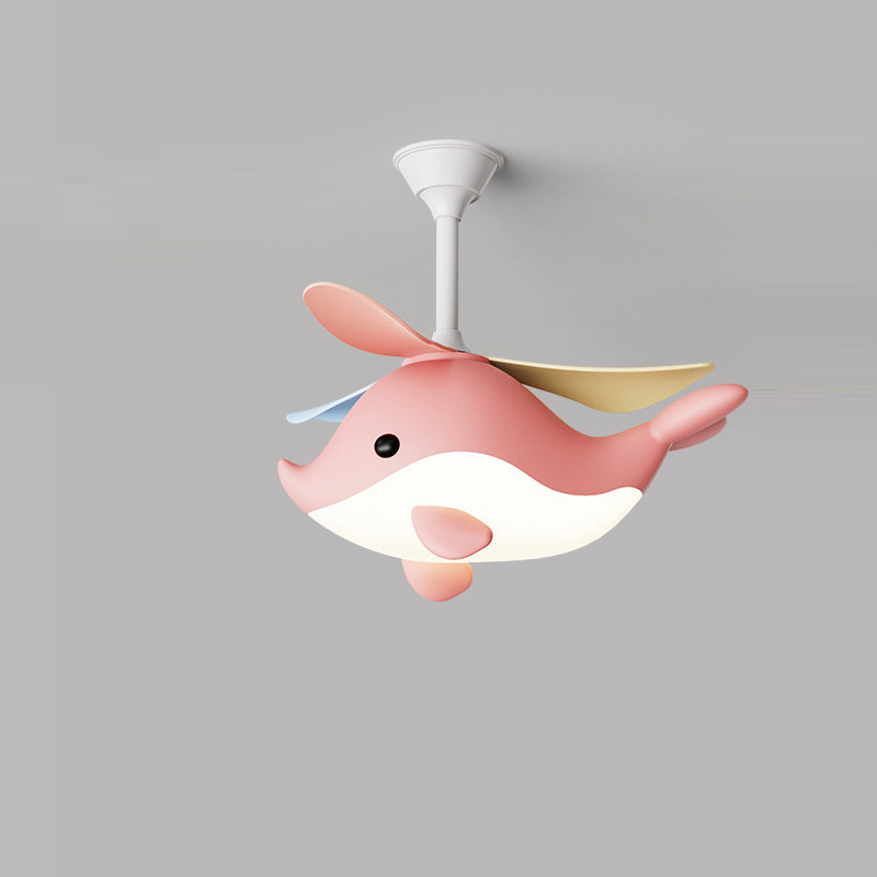LED Ceiling Fan Light | For Bedroom | Iron Acrylic ABS | Whale Semi-Flush Mount | Lologe