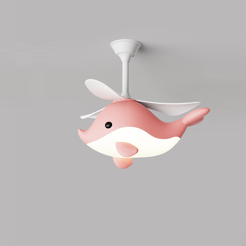 LED Ceiling Fan Light | For Bedroom | Iron Acrylic ABS | Whale Semi-Flush Mount | Lologe