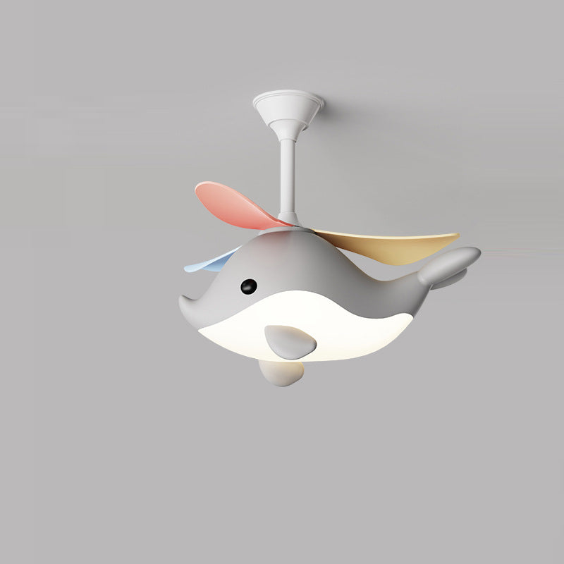 LED Ceiling Fan Light | For Bedroom | Iron Acrylic ABS | Whale Semi-Flush Mount | Lologe