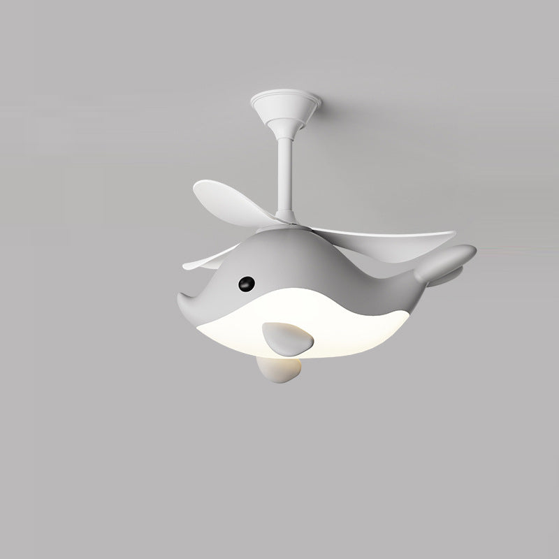 LED Ceiling Fan Light | For Bedroom | Iron Acrylic ABS | Whale Semi-Flush Mount | Lologe