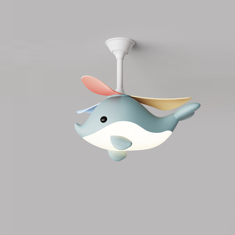 LED Ceiling Fan Light | For Bedroom | Iron Acrylic ABS | Whale Semi-Flush Mount | Lologe