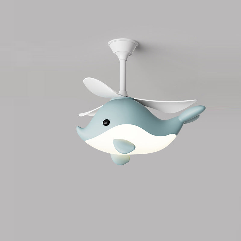 LED Ceiling Fan Light | For Bedroom | Iron Acrylic ABS | Whale Semi-Flush Mount | Lologe