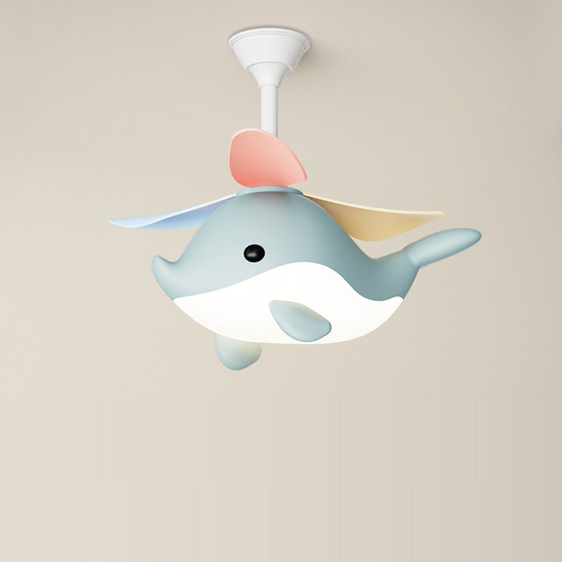 LED Ceiling Fan Light | For Bedroom | Iron Acrylic ABS | Whale Semi-Flush Mount | Lologe
