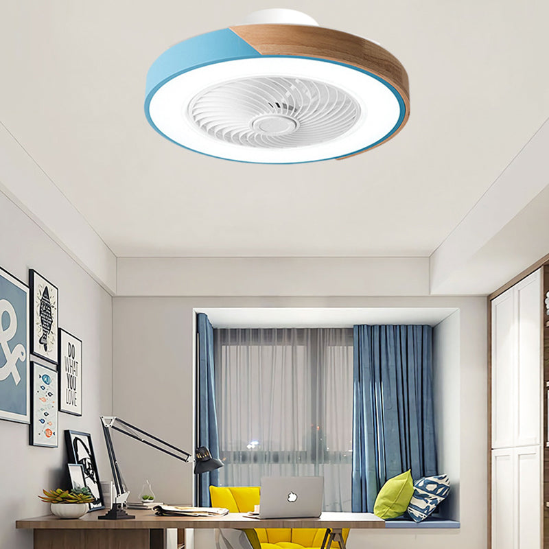 Scandinavian Wood Ceiling Fan Light | LED Semi Flush Mount Bedroom | Lologe