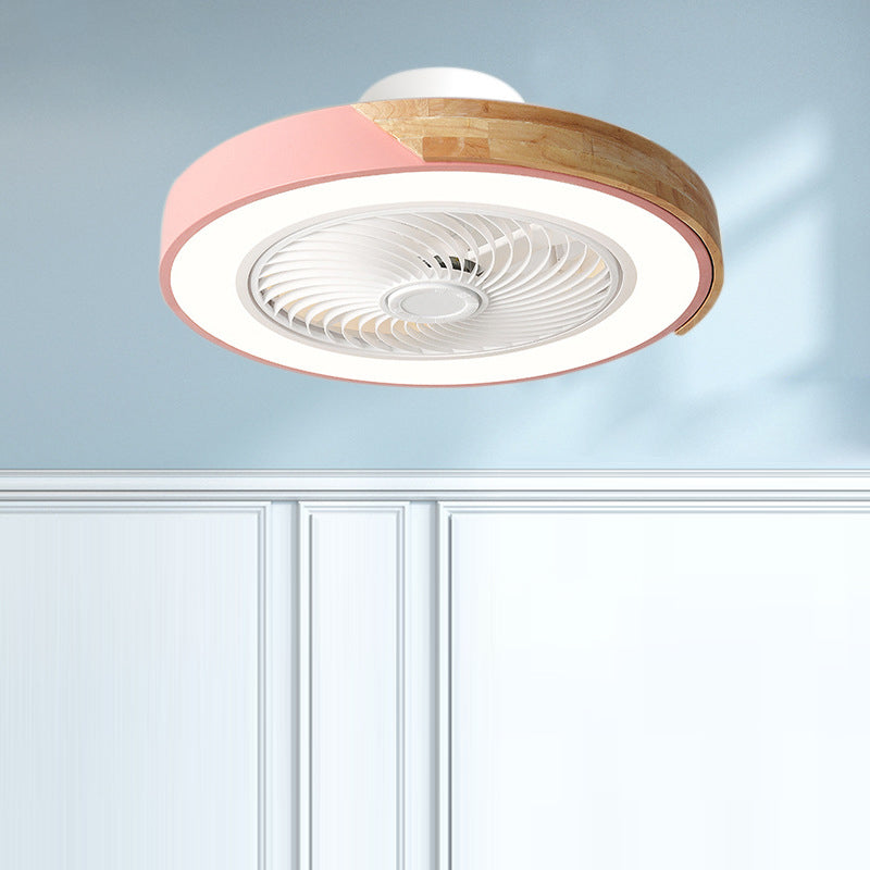 Scandinavian Wood Ceiling Fan Light | LED Semi Flush Mount Bedroom | Lologe