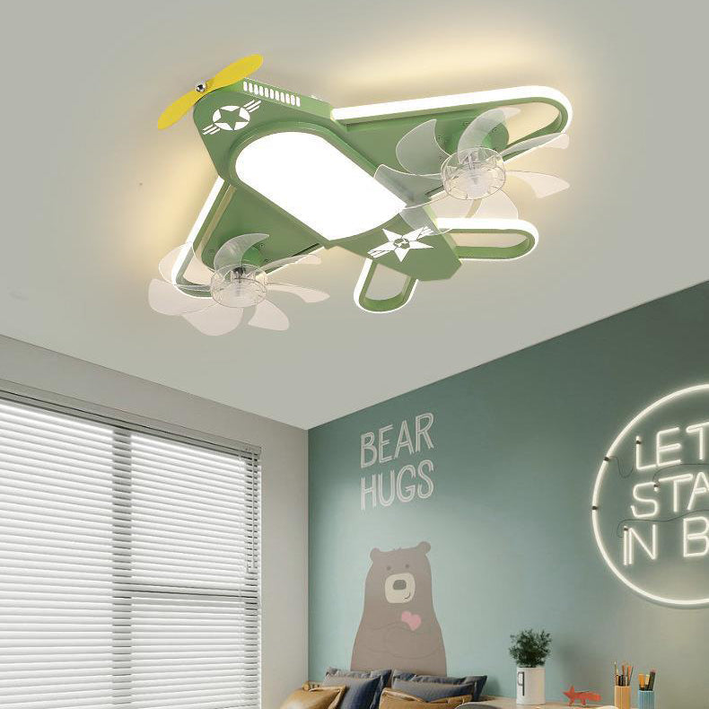 LED Ceiling Fan Light | Kids Airplane Design | Iron Acrylic | Flush Mount | Lologe