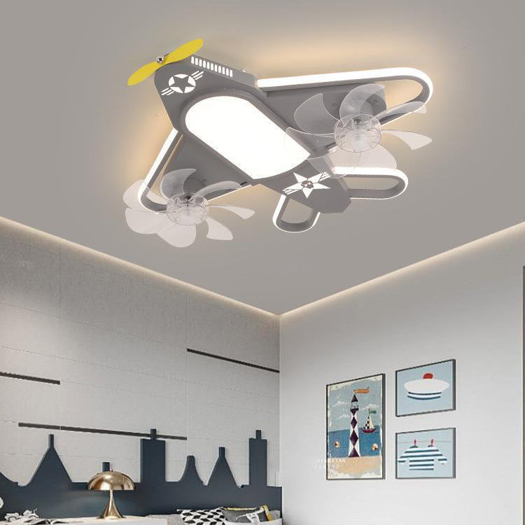 LED Ceiling Fan Light | Kids Airplane Design | Iron Acrylic | Flush Mount | Lologe