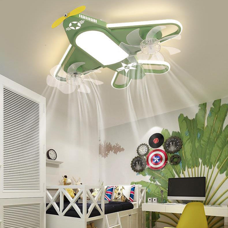 LED Ceiling Fan Light | Kids Airplane Design | Iron Acrylic | Flush Mount | Lologe