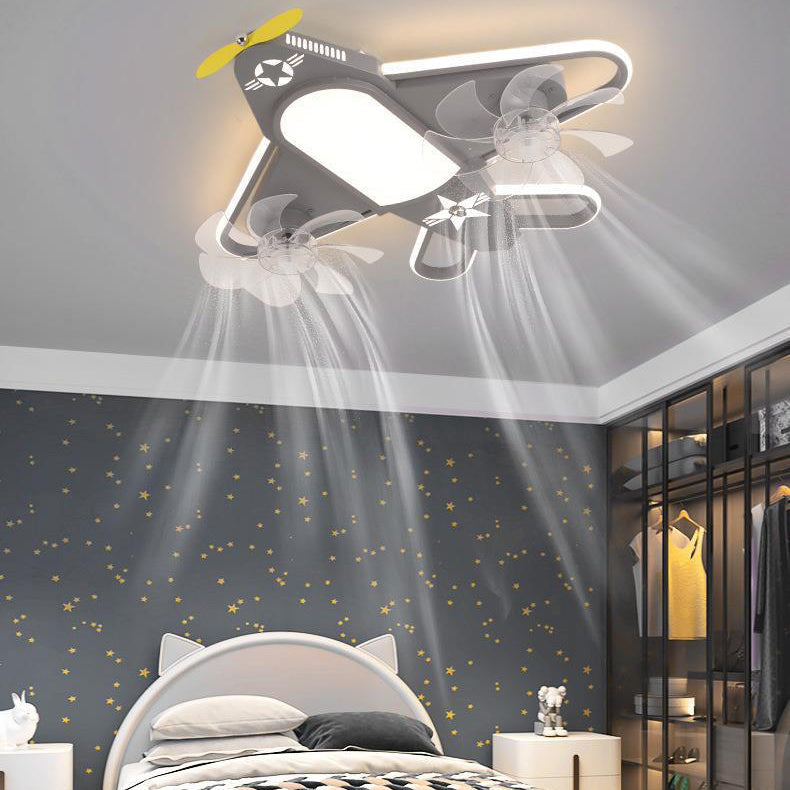 LED Ceiling Fan Light | Kids Airplane Design | Iron Acrylic | Flush Mount | Lologe