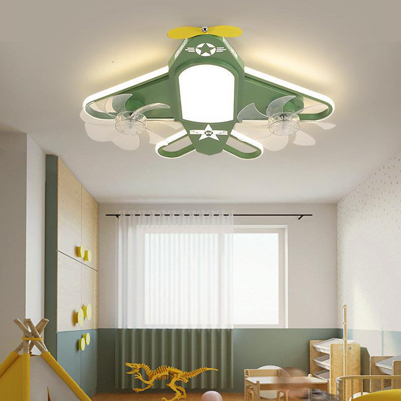 LED Ceiling Fan Light | Kids Airplane Design | Iron Acrylic | Flush Mount | Lologe