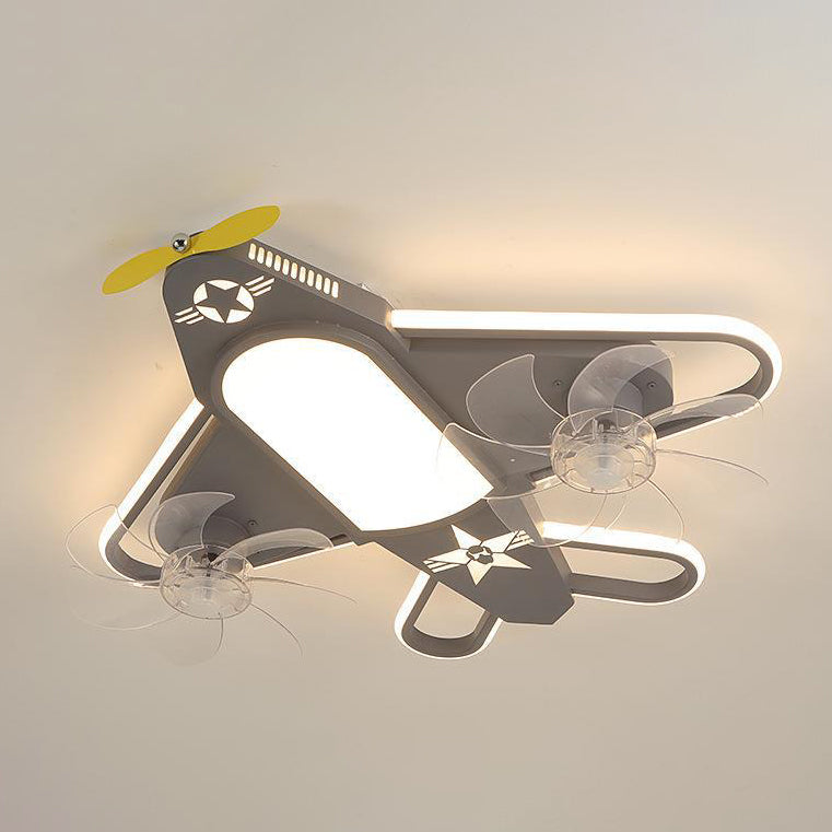 LED Ceiling Fan Light | Kids Airplane Design | Iron Acrylic | Flush Mount | Lologe