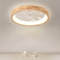 LED Flush Mount Ceiling Fan Light |Bedroom | Wood & Iron Round Design | Lologe