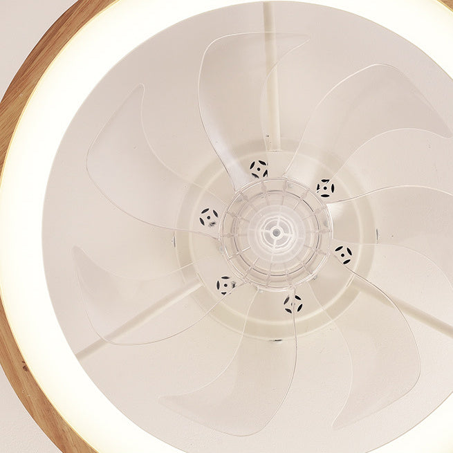 LED Flush Mount Ceiling Fan Light |Bedroom | Wood & Iron Round Design | Lologe