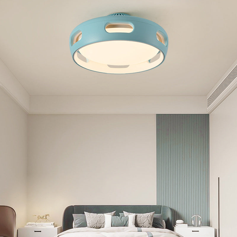Nordic Bladeless LED Ceiling Fan Light | Acrylic Semi Flush Mount Bedroom | Lologe