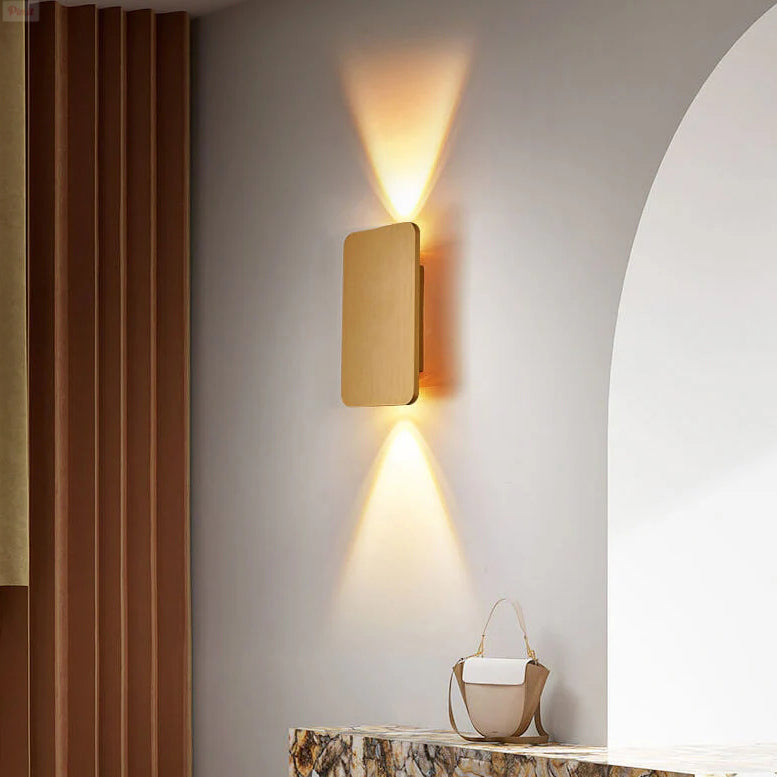 LED Wall Sconce for Hallway | Aluminum Rectangular 2-Light Minimalist Design | Lologe