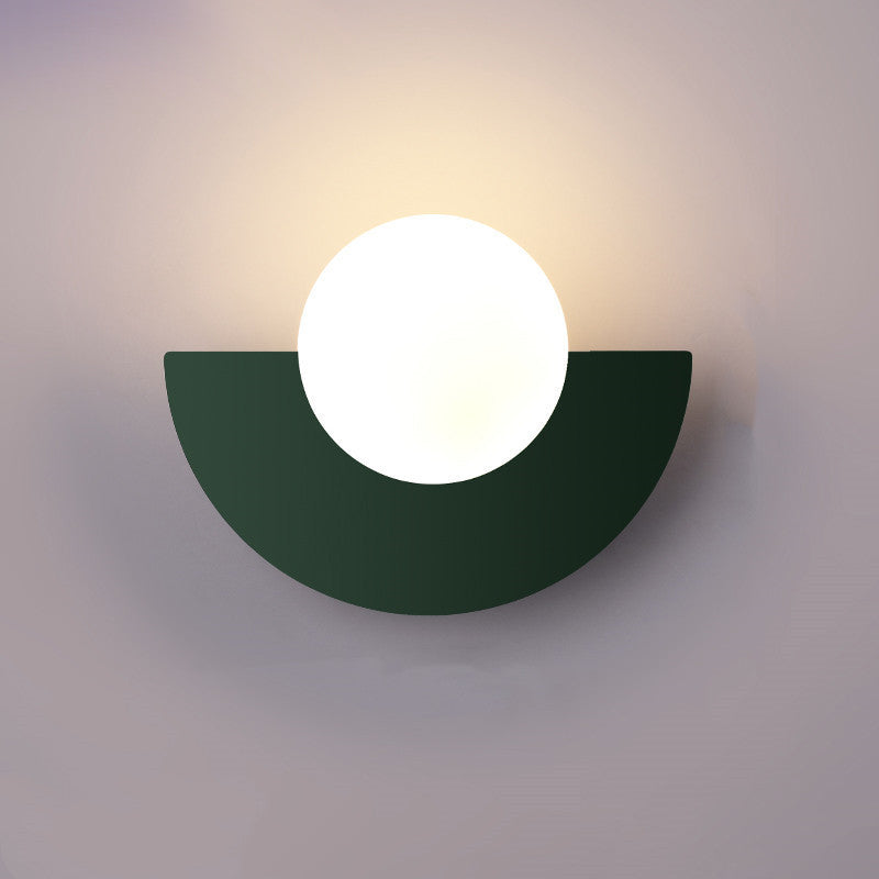 Modern Glass Globe Wall Sconce | Colourful Semi-Circle Design Iron Fixture | Lologe