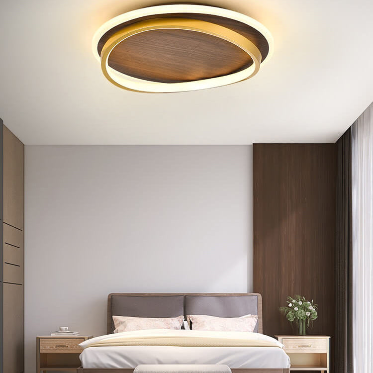 LED Flush Mount Ceiling Light | Living Room Walnut Grain Nordic Design | Lologe