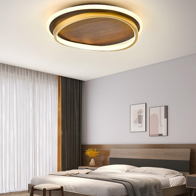 LED Flush Mount Ceiling Light | Living Room Walnut Grain Nordic Design | Lologe