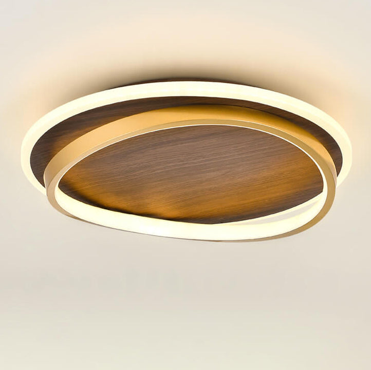 LED Flush Mount Ceiling Light | Living Room Walnut Grain Nordic Design | Lologe