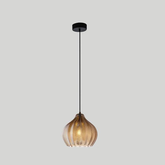 Glass Pendant Light for Dining Room | Textured Wavy Glass Modern Barrel Design | Lologe