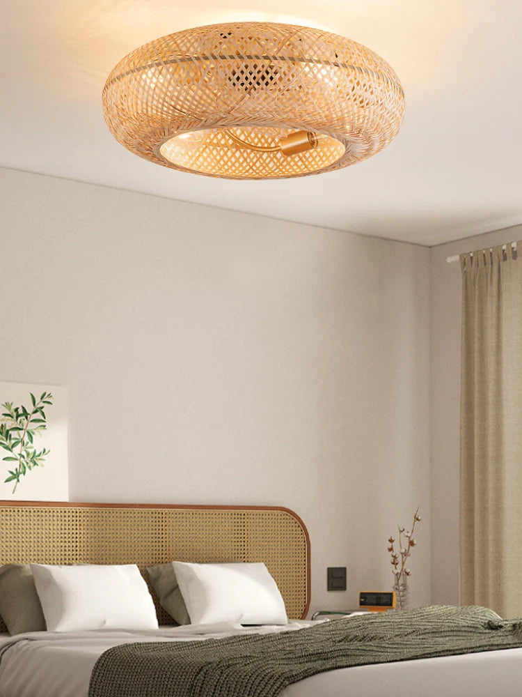 Bamboo Ceiling Fan with Light | Coastal Rattan Style | Indoor Lighting | Lologe