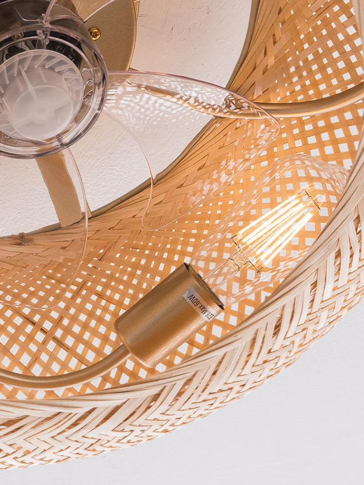 Bamboo Ceiling Fan with Light | Coastal Rattan Style | Indoor Lighting | Lologe