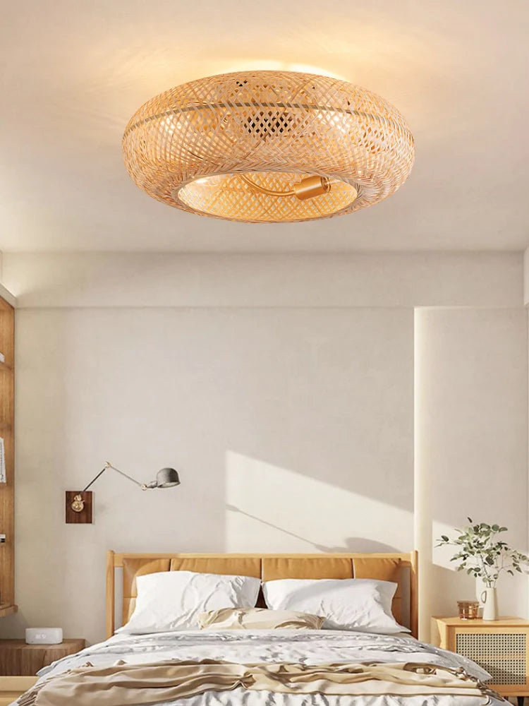 Bamboo Ceiling Fan with Light | Coastal Rattan Style | Indoor Lighting | Lologe