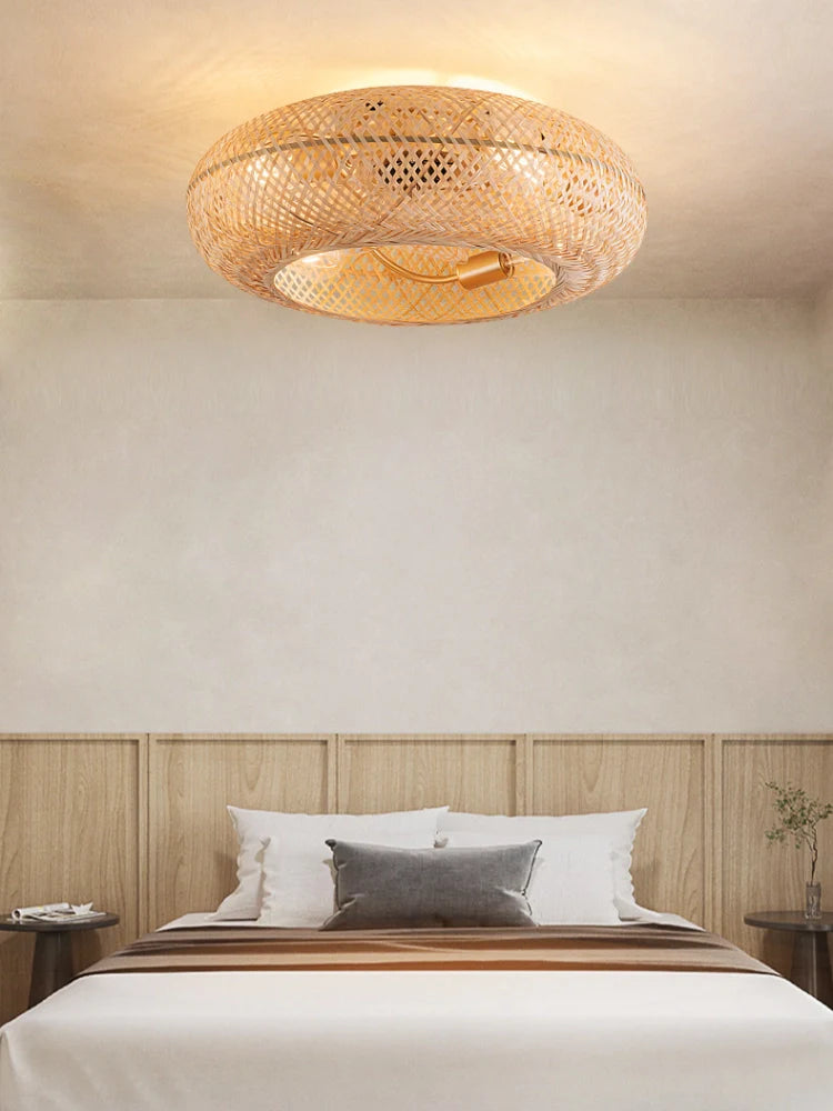 Bamboo Ceiling Fan with Light | Coastal Rattan Style | Indoor Lighting | Lologe