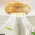 Bamboo Ceiling Fan with Light | Coastal Rattan Style | Indoor Lighting | Lologe