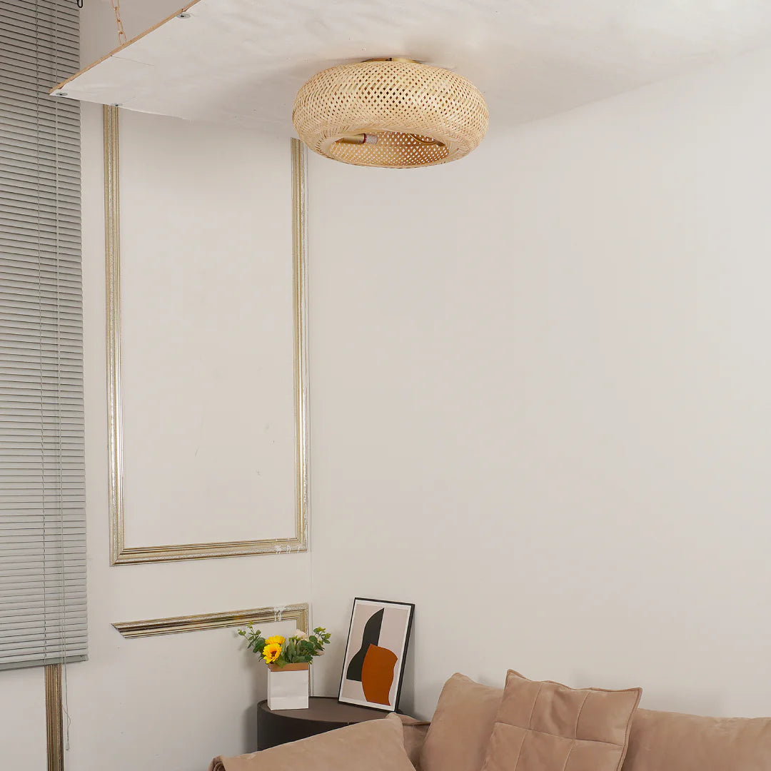 Bamboo Ceiling Fan with Light | Coastal Rattan Style | Indoor Lighting | Lologe