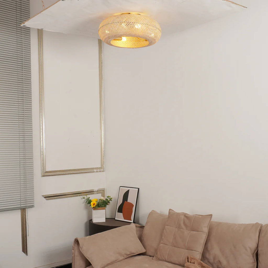 Bamboo Ceiling Fan with Light | Coastal Rattan Style | Indoor Lighting | Lologe