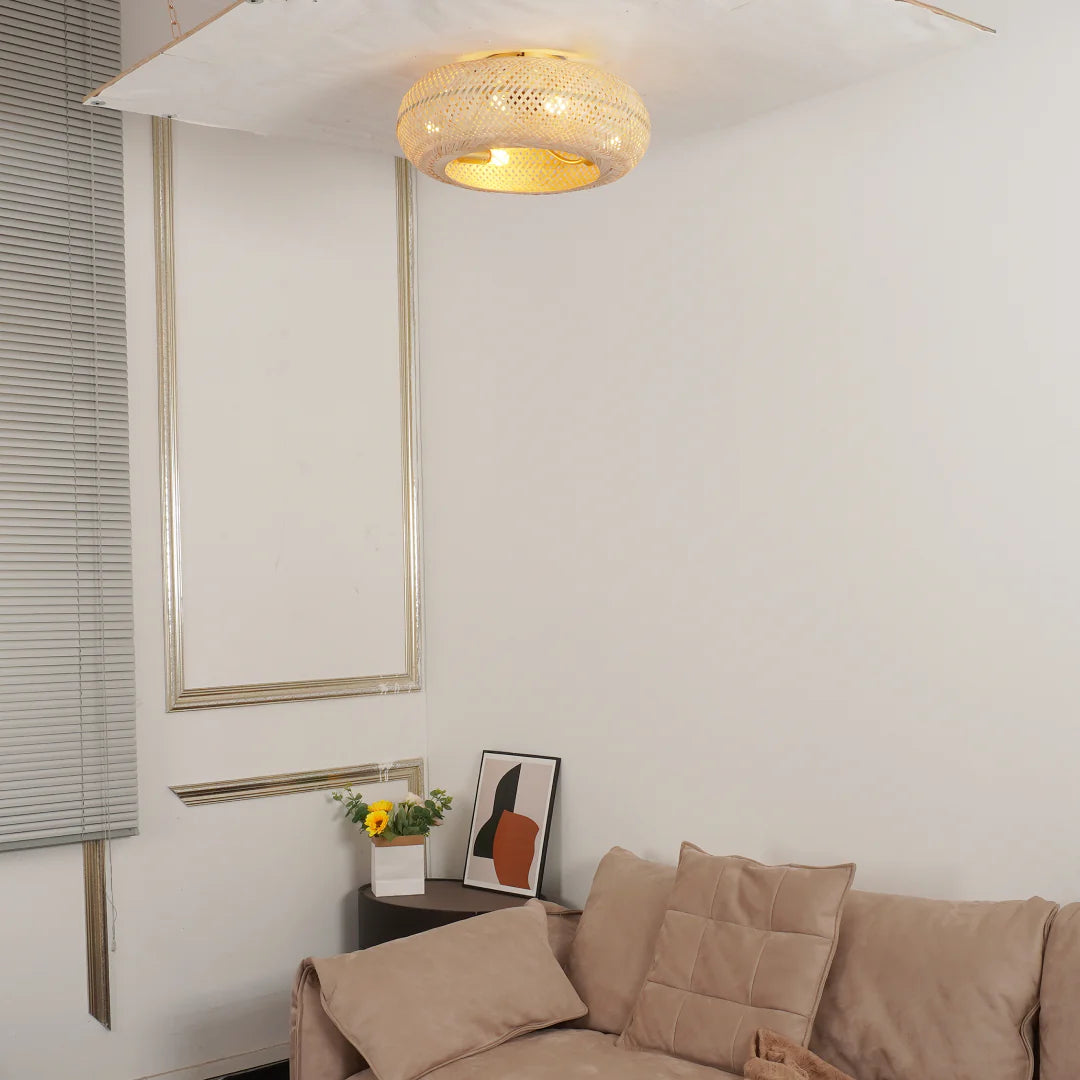 Bamboo Ceiling Fan with Light | Coastal Rattan Style | Indoor Lighting | Lologe